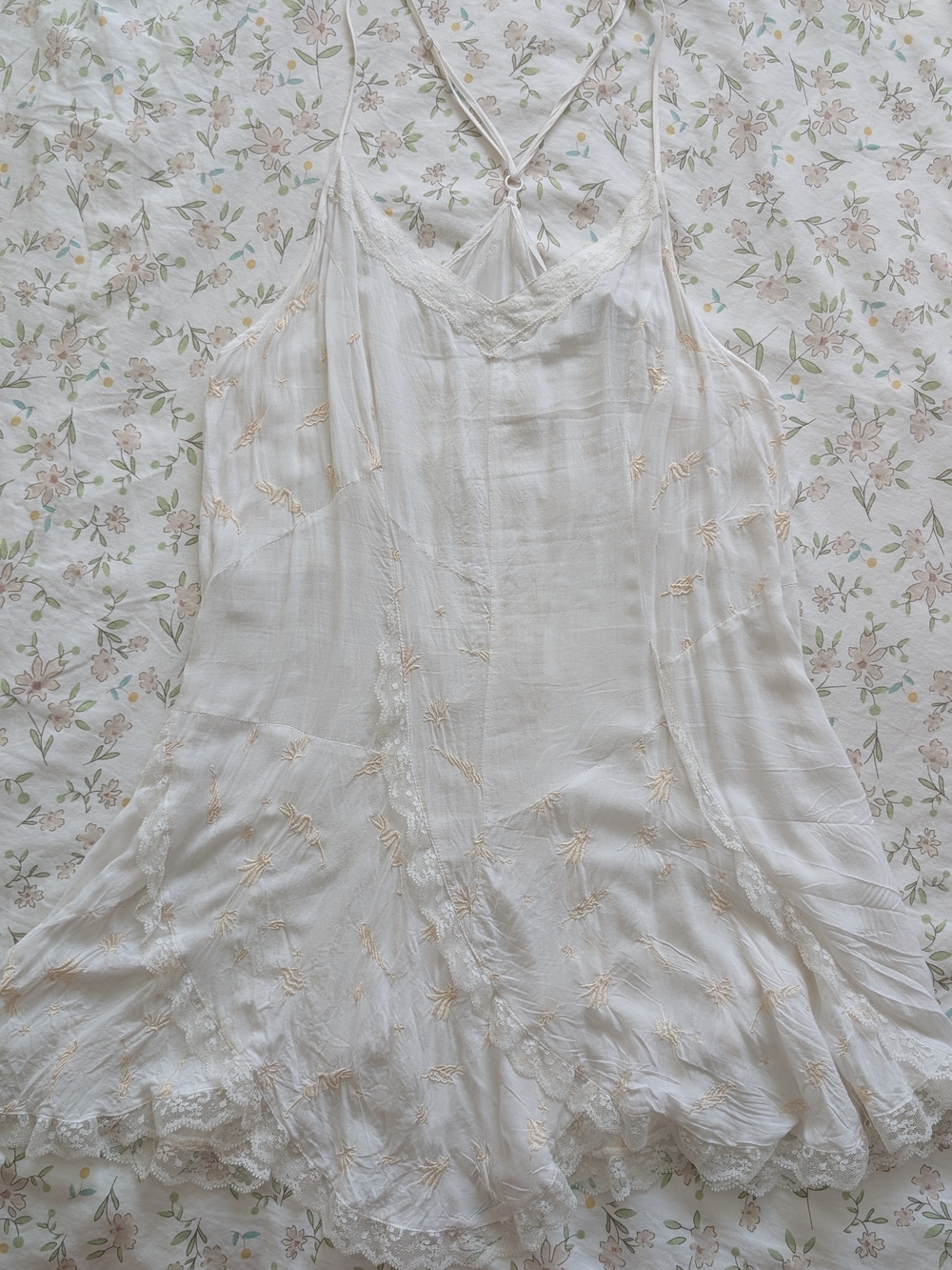 Free People Cream Lace-Trim Slip Top - Picture 1 of 12